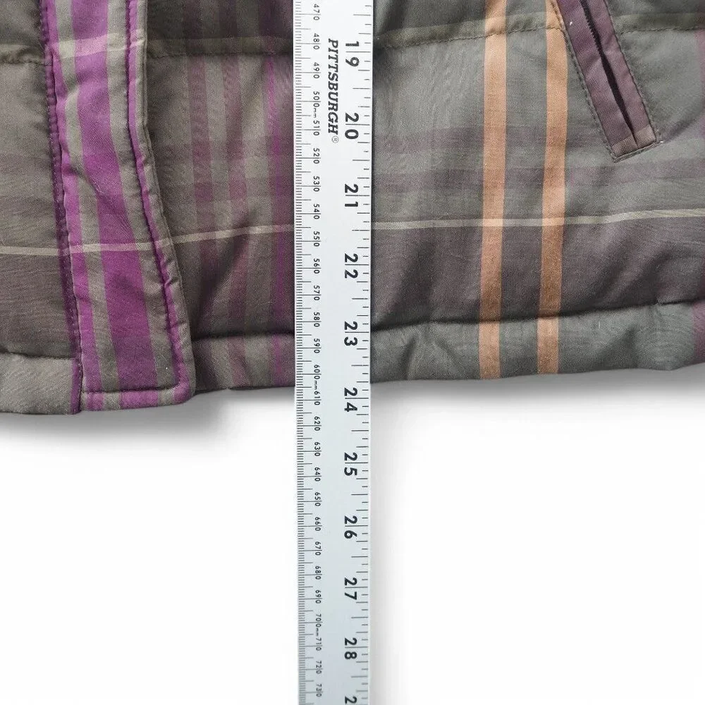 Ralph Lauren Premium Goose‎ Down Reversible Plaid Full Zip Vest Olive Women's L